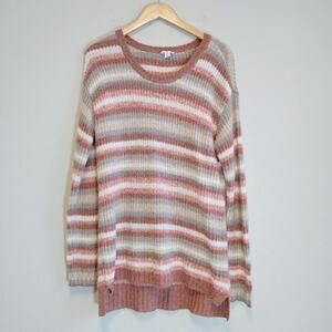 Tribal Jeans Women's Wool Alpaca Long Sleeves Striped Sweater Sz L Soft Cozy
